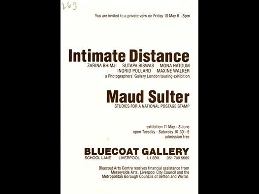 image of Intimate Distance / Maud Sulter | Studies for a National Postage Stamp - private view card