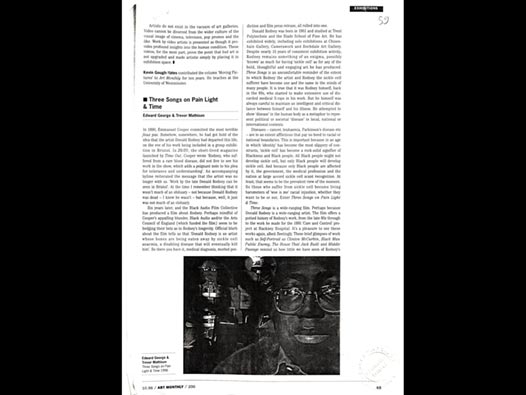 image of Three Songs on Pain Light & Time (review of a film about Donald Rodney)