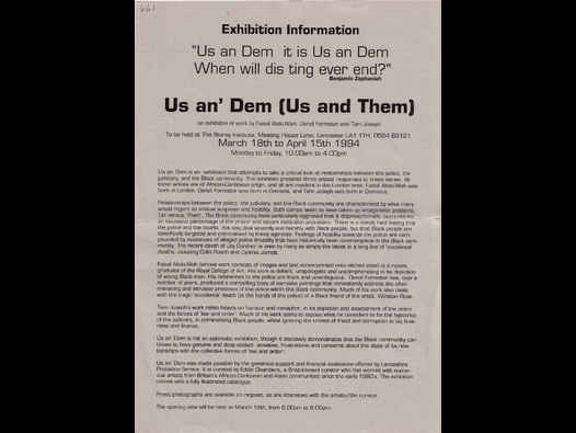 image of Us an&rsquo; Dem (Us and Them) - press release